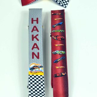 Hot Wheels Temalı Çocuk Papyon ve Pantolon Askısı