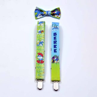 Şirinler Temalı Çocuk Papyon ve Pantolon Askısı