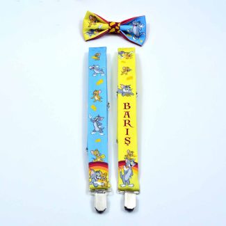 Tom ve Jerry Temalı Çocuk Papyon ve Pantolon Askısı